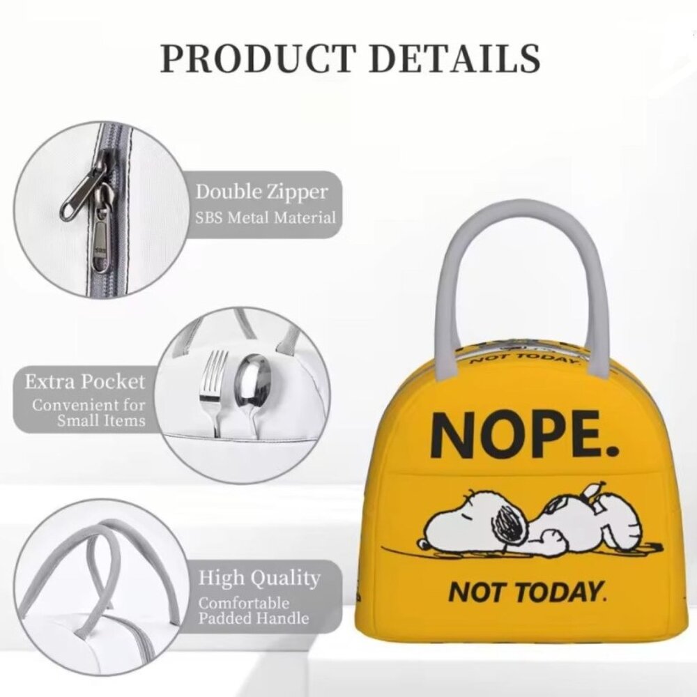 Snoopy Woodstock Insulated Lunch Bag Peanuts Reusable Tote - Picture 4 of 5